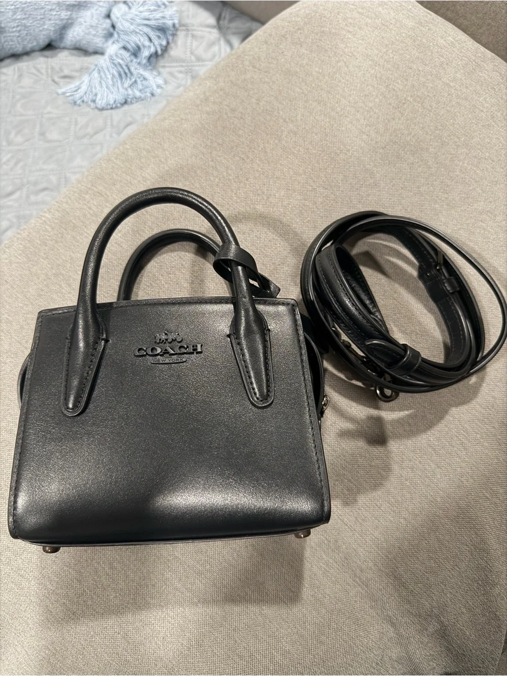 Coach Black Leather Mini Satchel Bag